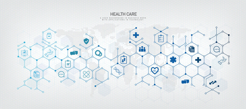 geometric hexagon background Medical concept with interconnected hexagon vector icon. EPS. 10 vector images.