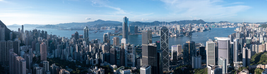 panorama of hong kong from drone