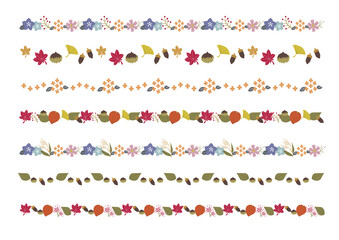 北欧風の秋の草花の罫線