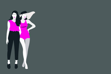 Illustration Woman Black White And Asian Silhouette Cute Vector Cartoon