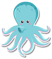 Cute octopus cartoon character sticker