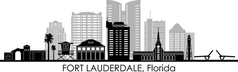 FORT LAUDERDALE Florida USA City Skyline Vector
