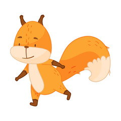 Funny Orange Squirrel Character with Bushy Tail Running Vector Illustration