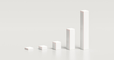 White graph chart 3d illustration design element of business presentation diagram graphic concept isolated on white background with blank growth infographic data icon report and modern symbol.