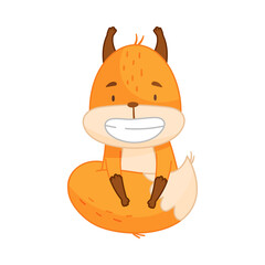 Funny Orange Squirrel Character with Bushy Tail Smiling Vector Illustration