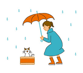 捨て猫を拾う女性