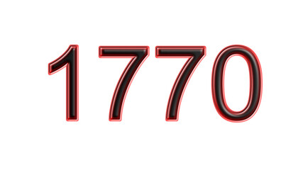 red 1770 number 3d effect white background
