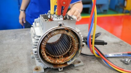 Surge Test and Insulation Resistance Test of Induction motor in maintenance workshop, industrial...
