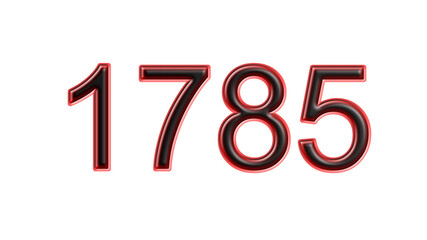 red 1785 number 3d effect white background