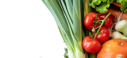 Fresh market vegetables on white background
