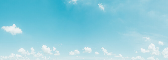 Panorama blue sky and clouds with daylight natural background. Vintage color tone style.