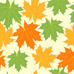 Autumn seamless background. Maple leaves on a light background