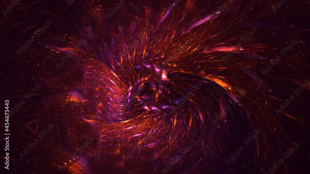 Poster 3d rendering abstract multicolor fractal light background