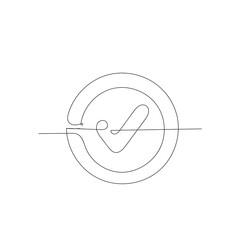 continuous line drawing check mark illustration vector isolated