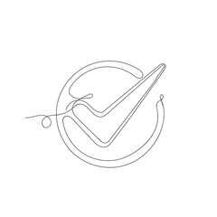 continuous line drawing check mark illustration vector isolated