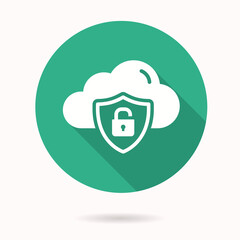 Online privacy icon with long shadow for graphic and web design.