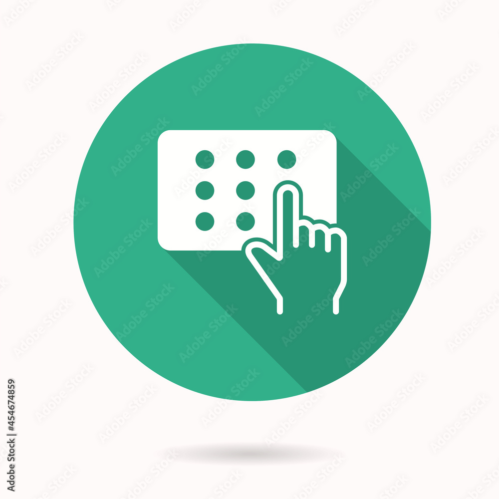 Poster access control icon with long shadow for graphic and web design.