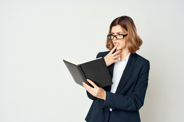 cheerful woman call note in hands professional official work