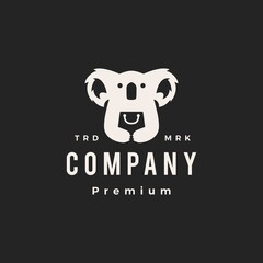 koala shop shopping bag hipster vintage logo vector icon illustration