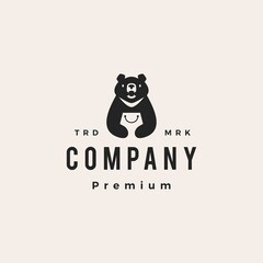 Fototapeta premium moon black bear vietnam shop shopping bag hipster vintage logo vector icon illustration
