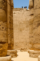 Colossal columns of the Temple of Amun-Ra in Luxor, Egypt