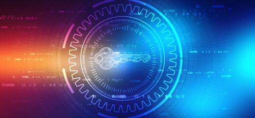 Digital key icon protecting data personal information. Data protection privacy Concept, Information privacy internet technology, Key to success or solution, Cyber Security Concept