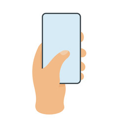 Human hand holding bezel-less smartphone. Blank screen.