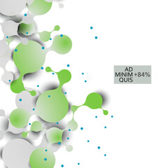 Futuristic background with connect molecules blue. Dots on white backdrop