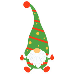 vector illustration of a Christmas gnome on a white background