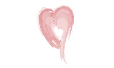 Vector Heart Shape frame with brush painting isolated on white background