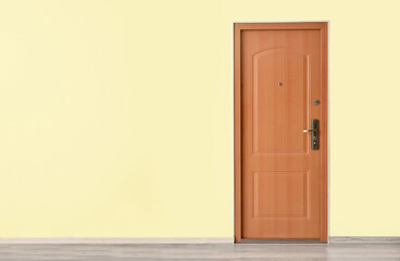 View of wooden door in hall