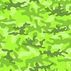 Light green camouflage with mesh. Army modern pattern.