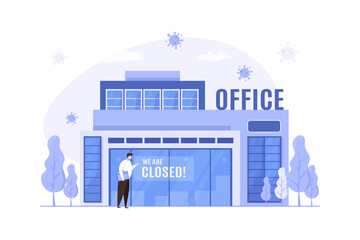 Office business activities are closed during pandemic illustration concept
