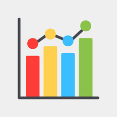 Vector illustration of bar chart icon in flat style for any projects