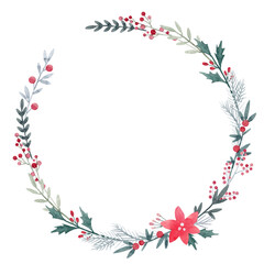 Beautiful stock illustration with hand drawn watercolor gentle floral wreath.