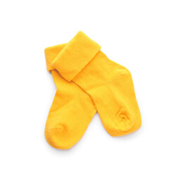 Baby socks on white background