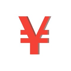 3d yen symbol red abstract white background