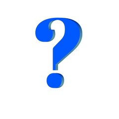3d blue question mark symbol abstract white background
