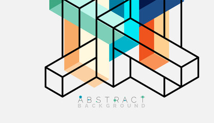 Abstract background. 3d cubes, cubic elements and blocks. Techno or business concept for wallpaper, banner, background, landing page