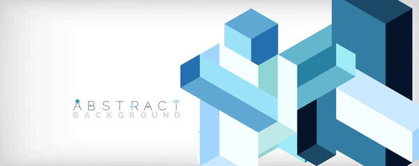 Abstract background. 3d cubes, cubic elements and blocks. Techno or business concept for wallpaper, banner, background, landing page