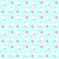 Seamless pattern ice-creamdecorate strawberry, heart shape and star.simple line seamless design pastel color.Love,Cute,fall in love,gift.