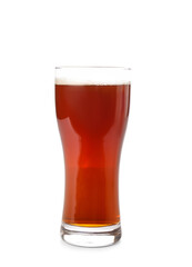 Glass of fresh kvass on white background