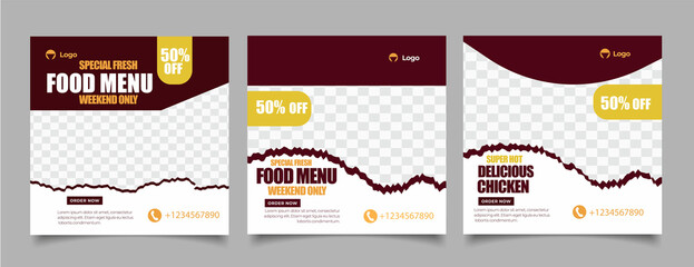 Food menu and restaurant social media post template
