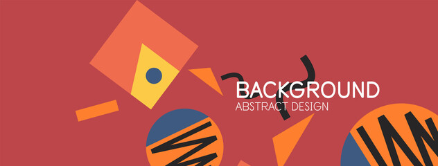 Abstract background. Blocks, lines, triangles, circles composition. Techno or business concept for wallpaper, banner, background, landing page