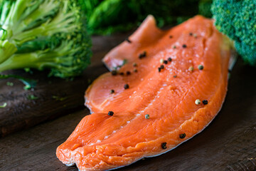 half salmon fillet with skin