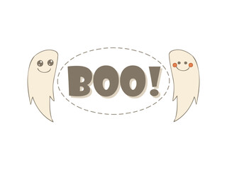 Halloween - October 31. Hand-drawn doodle illustration. Trick or treat. Ghost Boo