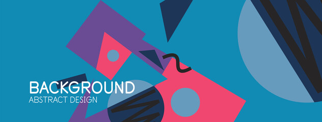 Abstract background. Blocks, lines, triangles, circles composition. Techno or business concept for wallpaper, banner, background, landing page