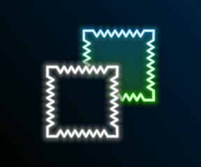 Glowing neon line Textile fabric roll icon isolated on black background. Roll, mat, rug, cloth, carpet or paper roll icon. Colorful outline concept. Vector