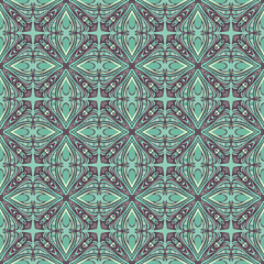 Seamless pattern with Decor tile, mosaic oriental ornament. Vector illustration for designing posters, cards, prints, stickers, fabric, textile, gift paper, scrapbooking.