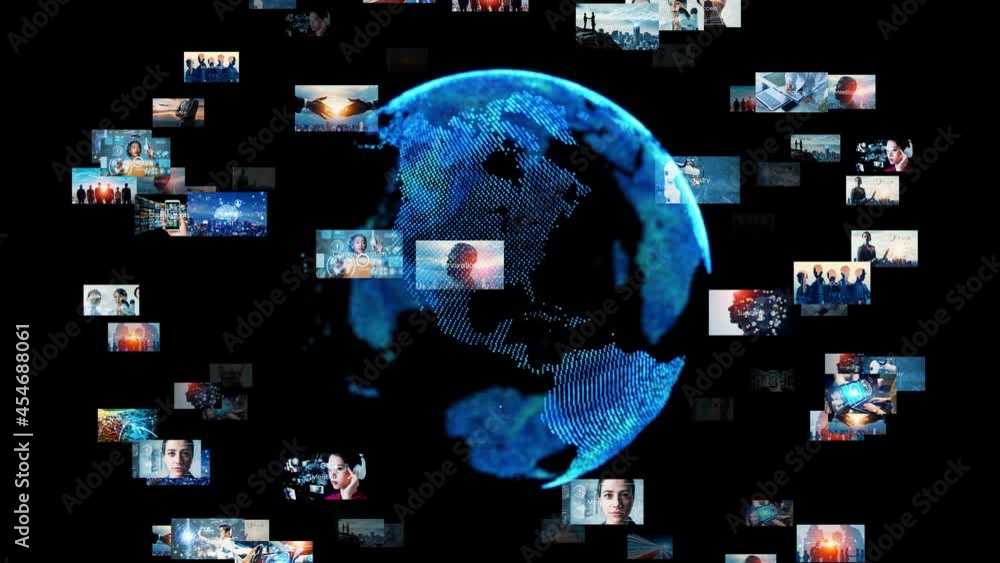 Aufkleber Visual contents concept. Social networking service. Global communication network.
